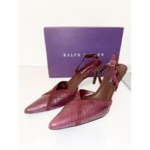 New Ralph Lauren Collection Burgundy Lizard Leather Shoes Size 9.5